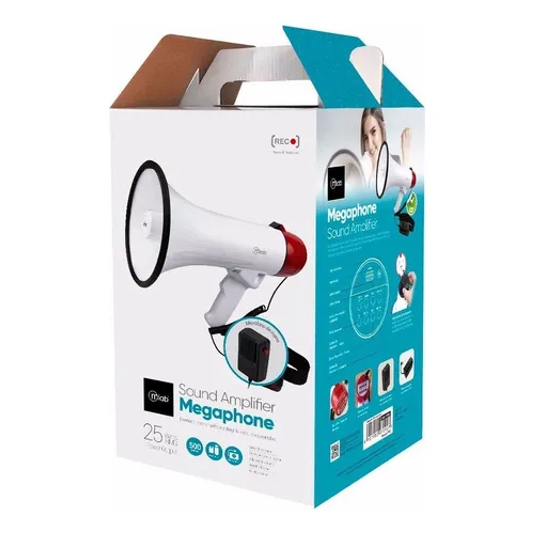 Megáfono Mlab 25w Sirena Graba Voz Recargable 500m - 7292  2