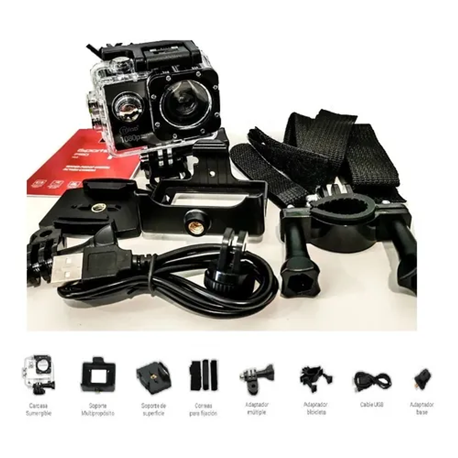 Cámara deportiva Microlab 8959 Full HD black isports Pro 7 1080 HD Anti Shock Protección Recargable Pantalla 2.0 8