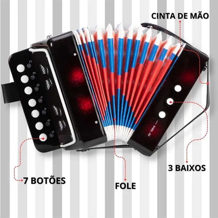 Acordeón De Niños 7 Notas Nutech Semi Profesional Para Niños  6