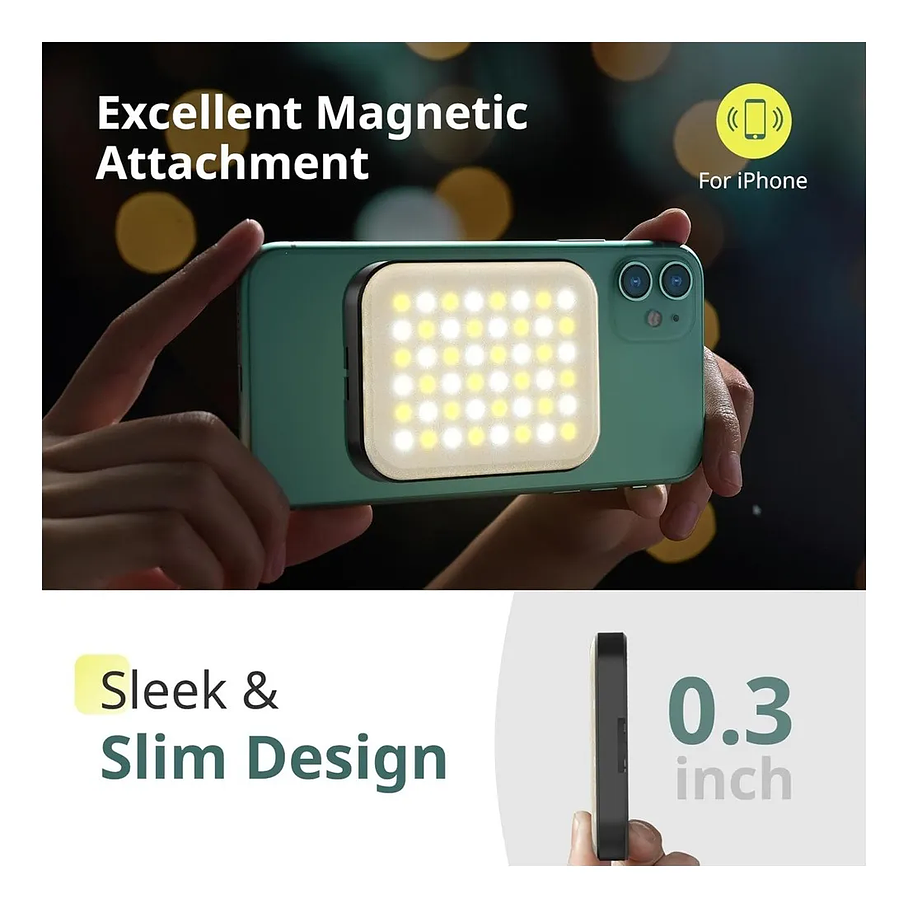 Lampara De Relleno Para Celulares Led Luz Blanca W80 Pinza Video Selfie Led Recargable Msafe Magnético Luz Blanco Relleno Para Fotografías Selfies 2