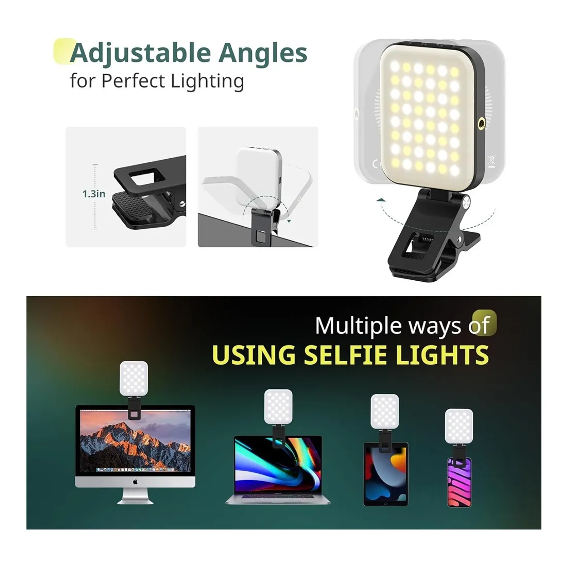 Lampara De Relleno Para Celulares Led Luz Blanca W80 Pinza Video Selfie Led Recargable Msafe Magnético Luz Blanco Relleno Para Fotografías Selfies 3