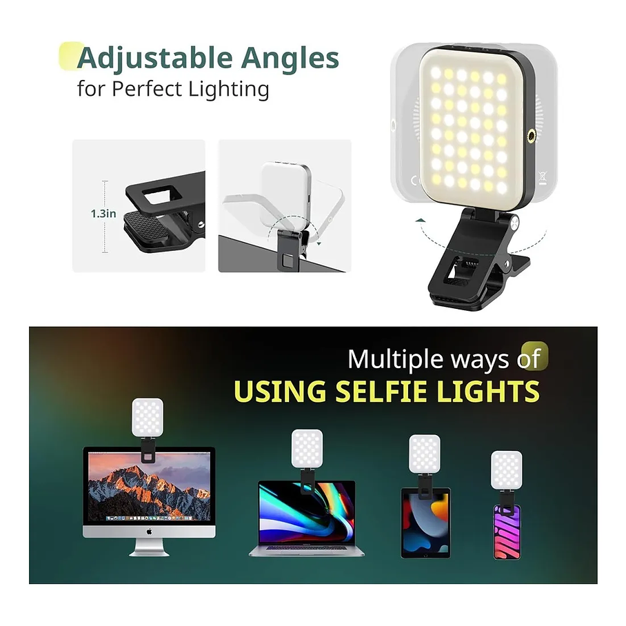 Lampara De Relleno Para Celulares Led Luz Blanca W80 Pinza Video Selfie Led Recargable Msafe Magnético Luz Blanco Relleno Para Fotografías Selfies 3