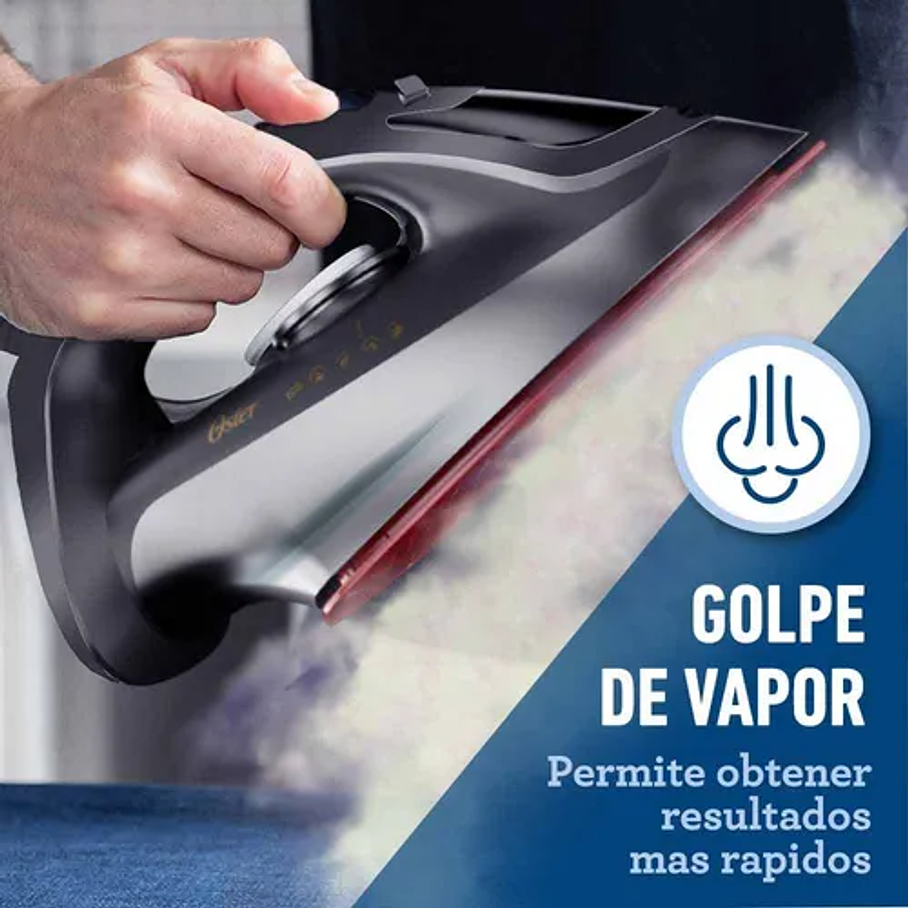 Plancha De Vapor Oster® Con Tecnología Aerocerámica GCSTAC69 Color Gris Cable Giratorio 2