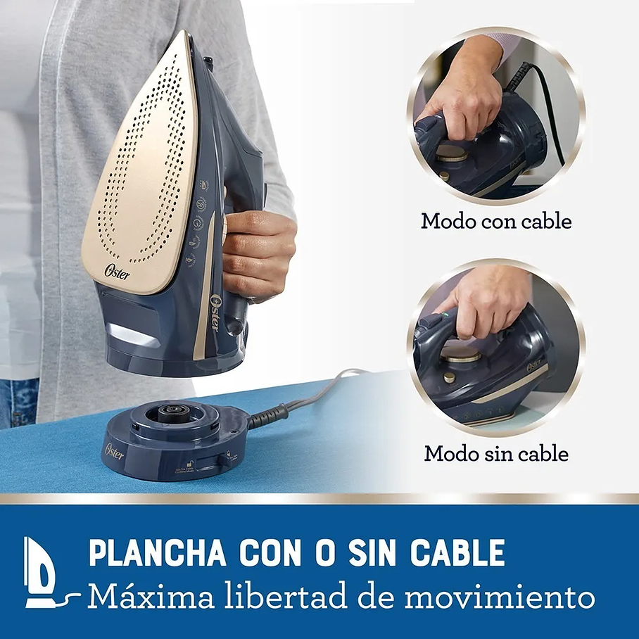 Plancha De Vapor Inalámbrica Oster® 2 en 1 Con Suela De Cerámica GCSTCC5000 Calidad Premium 6