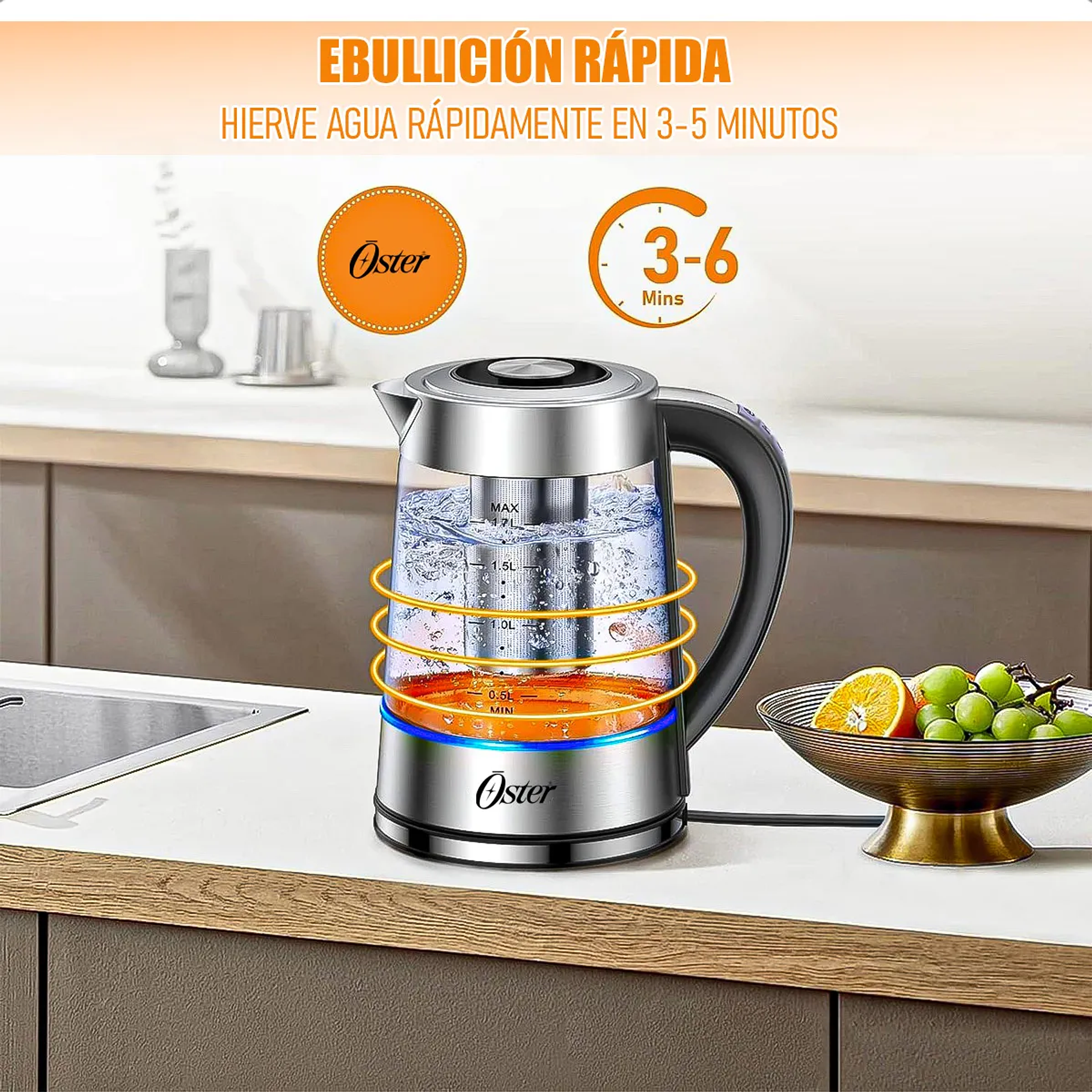Hervidor E Infusor De Té Oster 1.7 Litros Oster  12