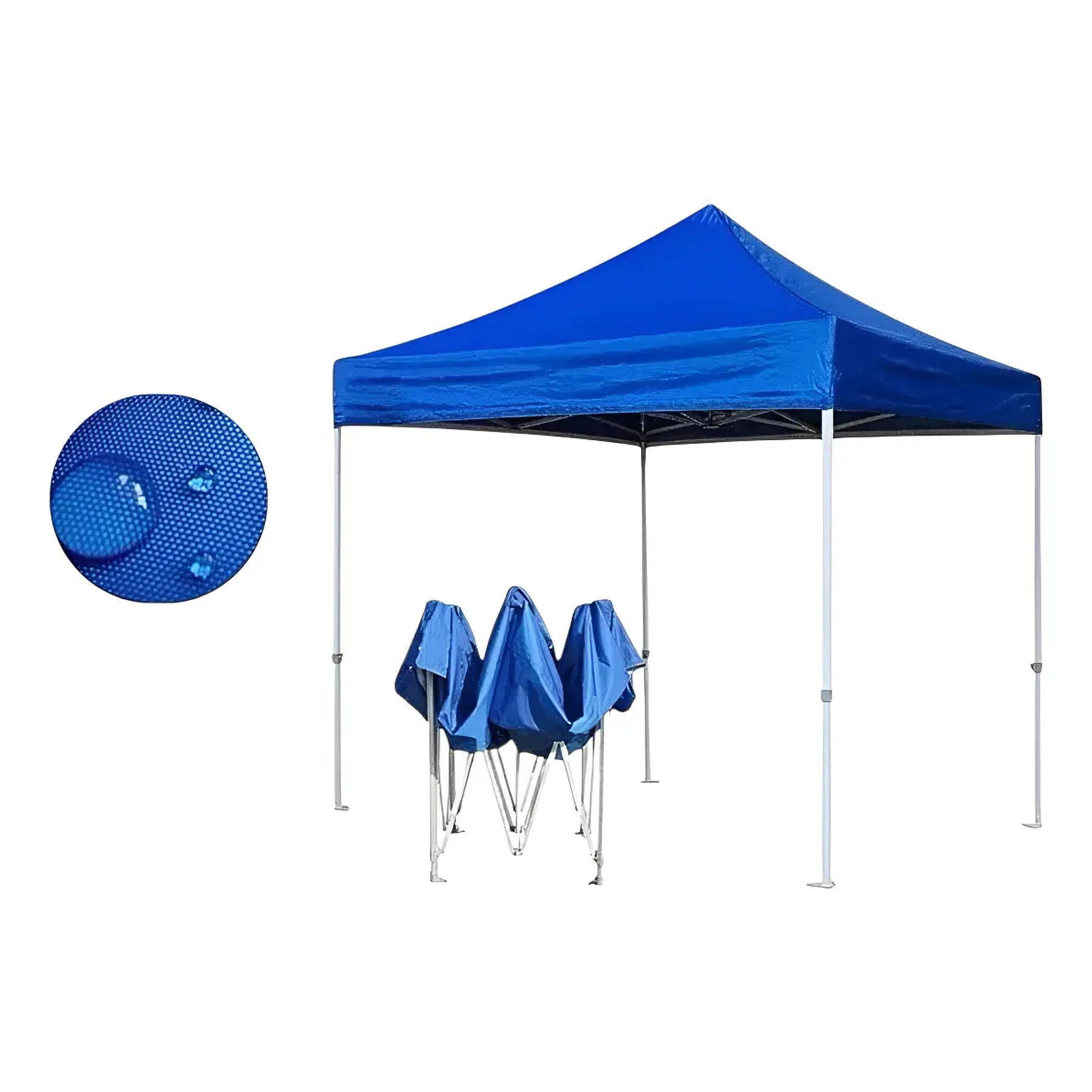 Toldo Plegable 3 X 3 Metros Impermeable Americano Resistente Reforzado Retráctil Color Azul Patas Blancas Toldo Duradero 1