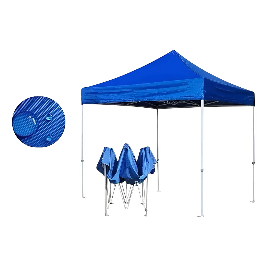 Toldo Plegable 3 X 3 Metros Impermeable Americano Resistente Reforzado Retráctil Color Azul Patas Blancas Toldo Duradero 1