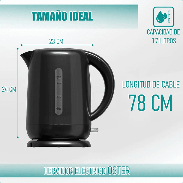 Hervidor Electrico 1.7 Litros Oster Hervidores De Agua Hervidor Automatico 7