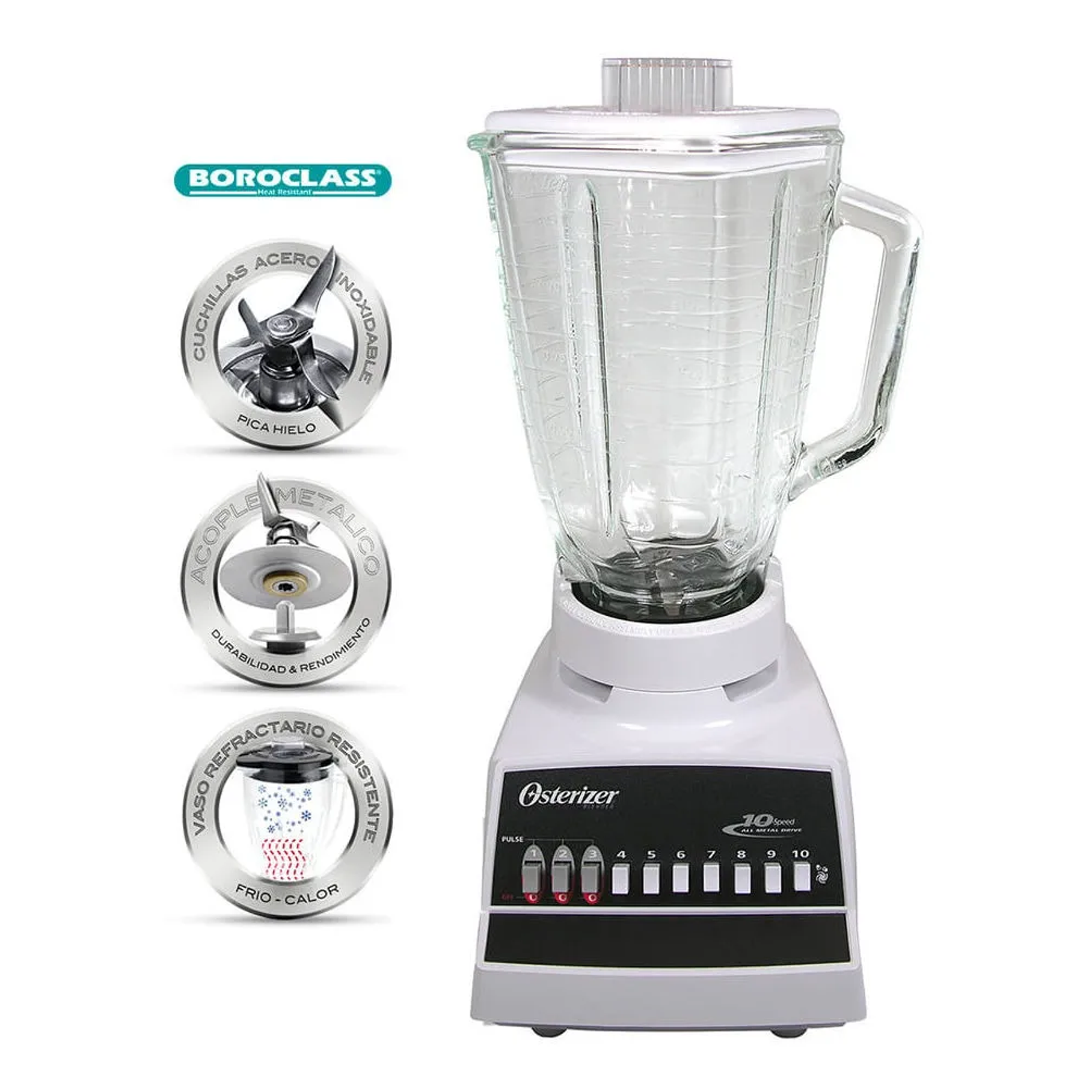 Licuadora Oster® De 10 Velocidades Blanca Color Blanco Blend&Go Y Jarritos MiniBlend All-Metal Drive® 2