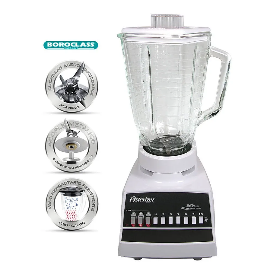Licuadora Oster® De 10 Velocidades Blanca Color Blanco Blend&Go Y Jarritos MiniBlend All-Metal Drive® 2