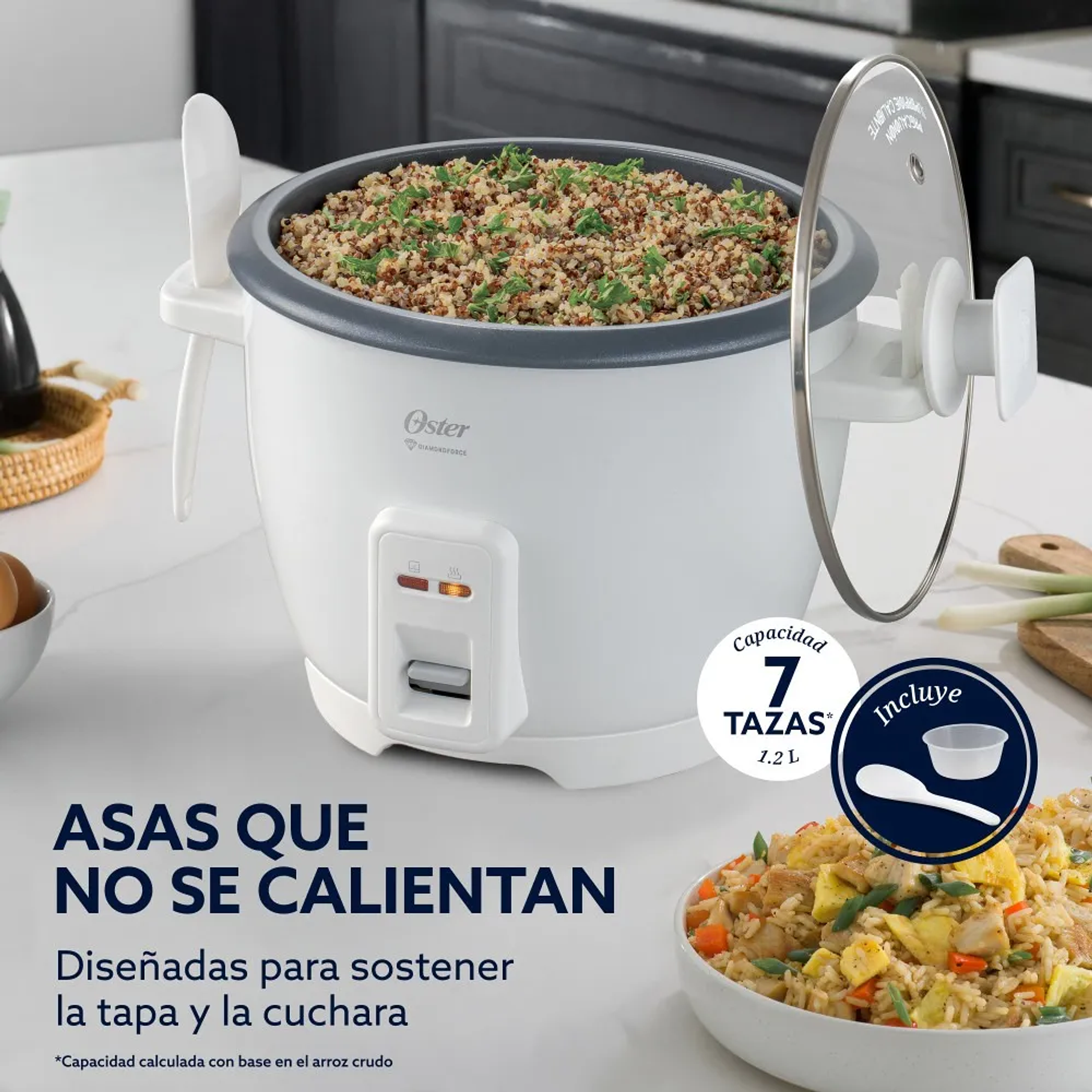 Arrocera Oster 7 Tazas Diamond Force Ckstrcb7dfwht Blanco 50 Hz 500w 1.26 Lts 4