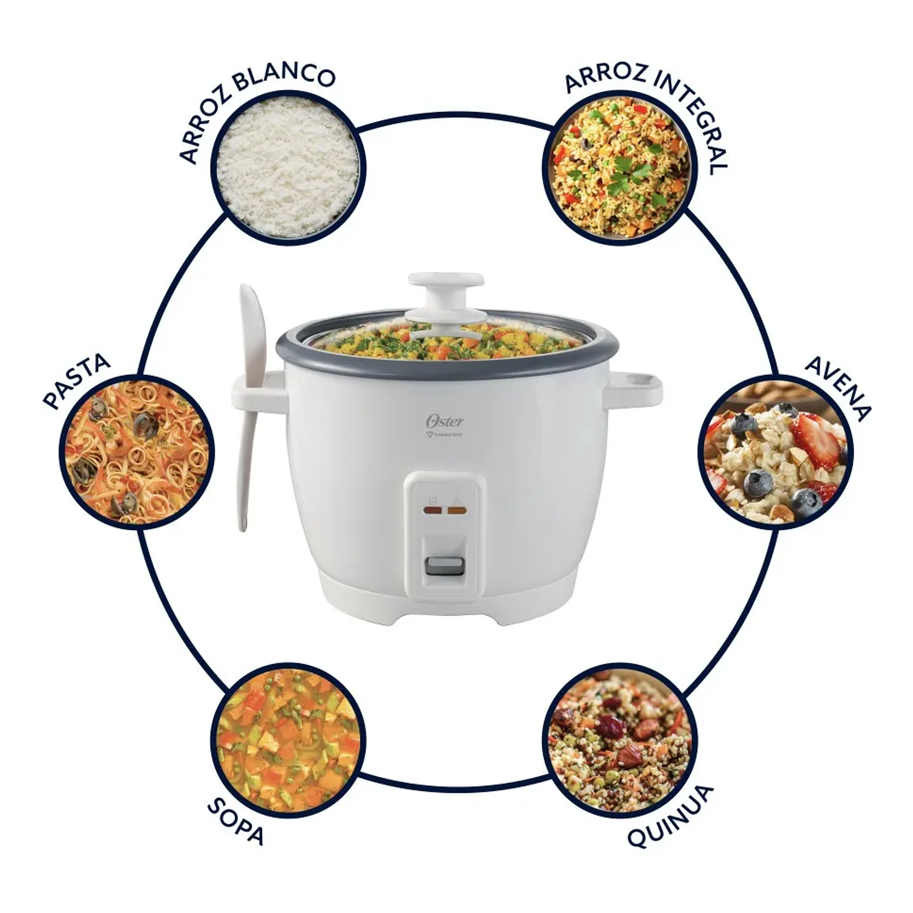 Arrocera Oster 7 Tazas Diamond Force Ckstrcb7dfwht Blanco 50 Hz 500w 1.26 Lts 5