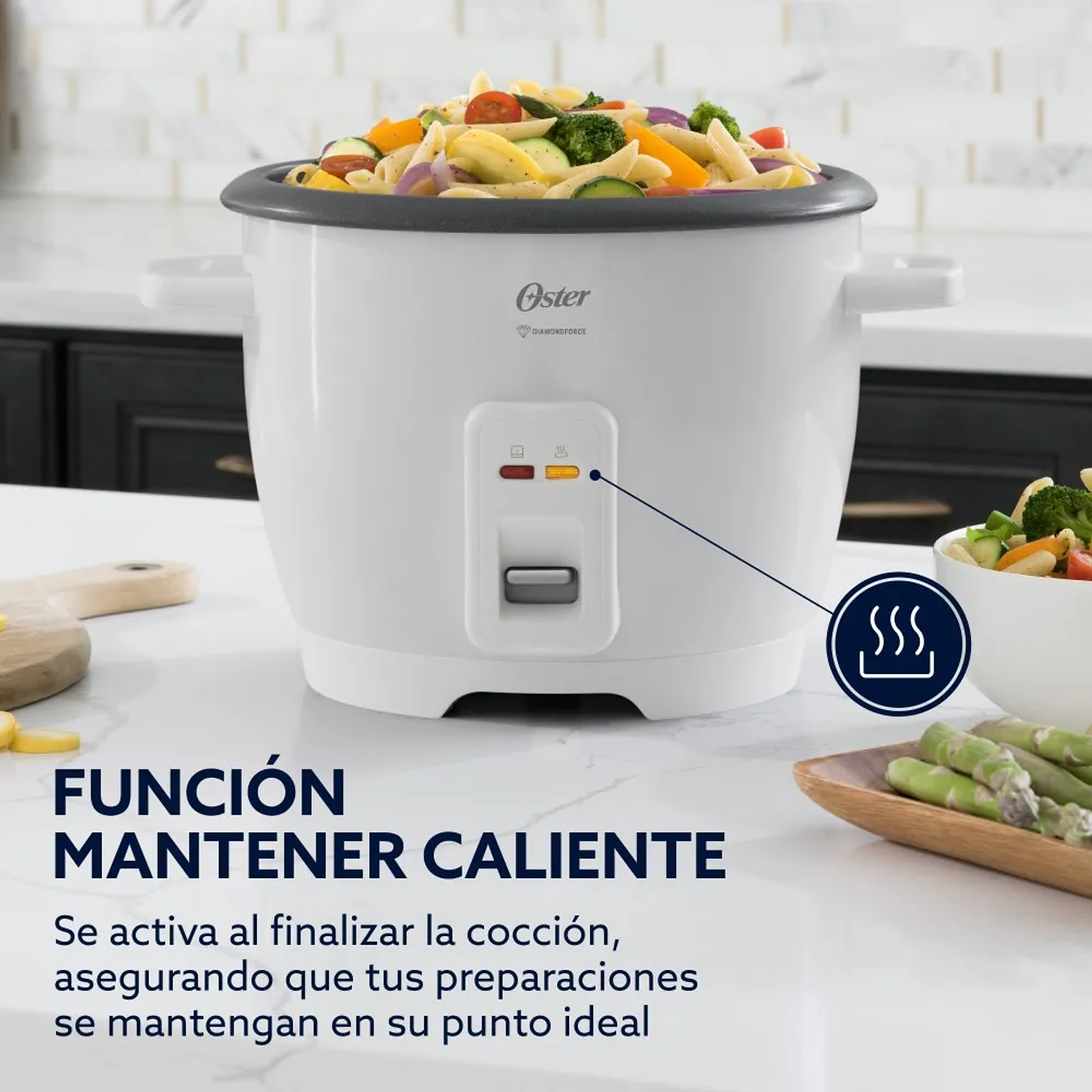 Arrocera Oster 7 Tazas Diamond Force Ckstrcb7dfwht Blanco 50 Hz 500w 1.26 Lts 6