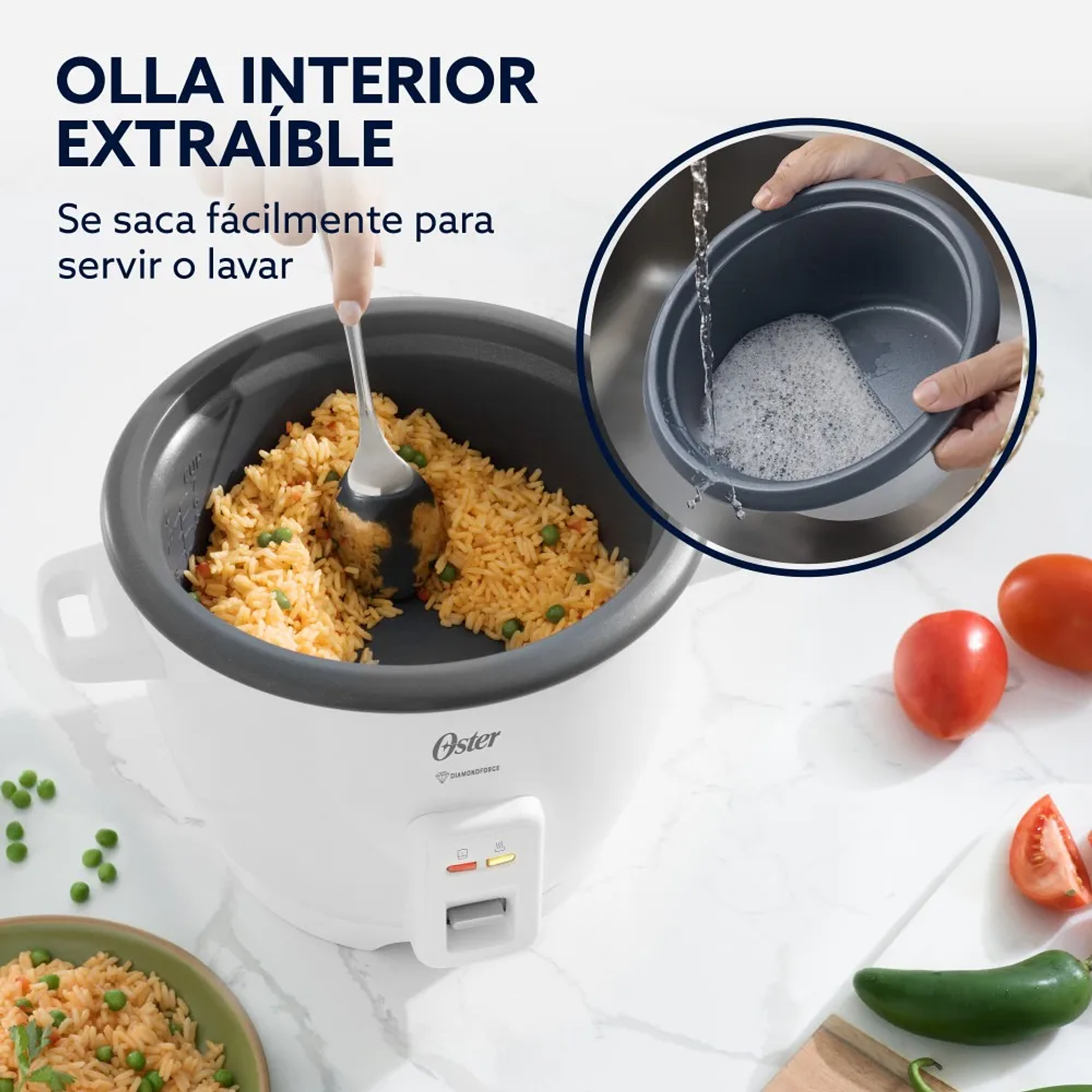 Arrocera Oster 7 Tazas Diamond Force Ckstrcb7dfwht Blanco 50 Hz 500w 1.26 Lts 7