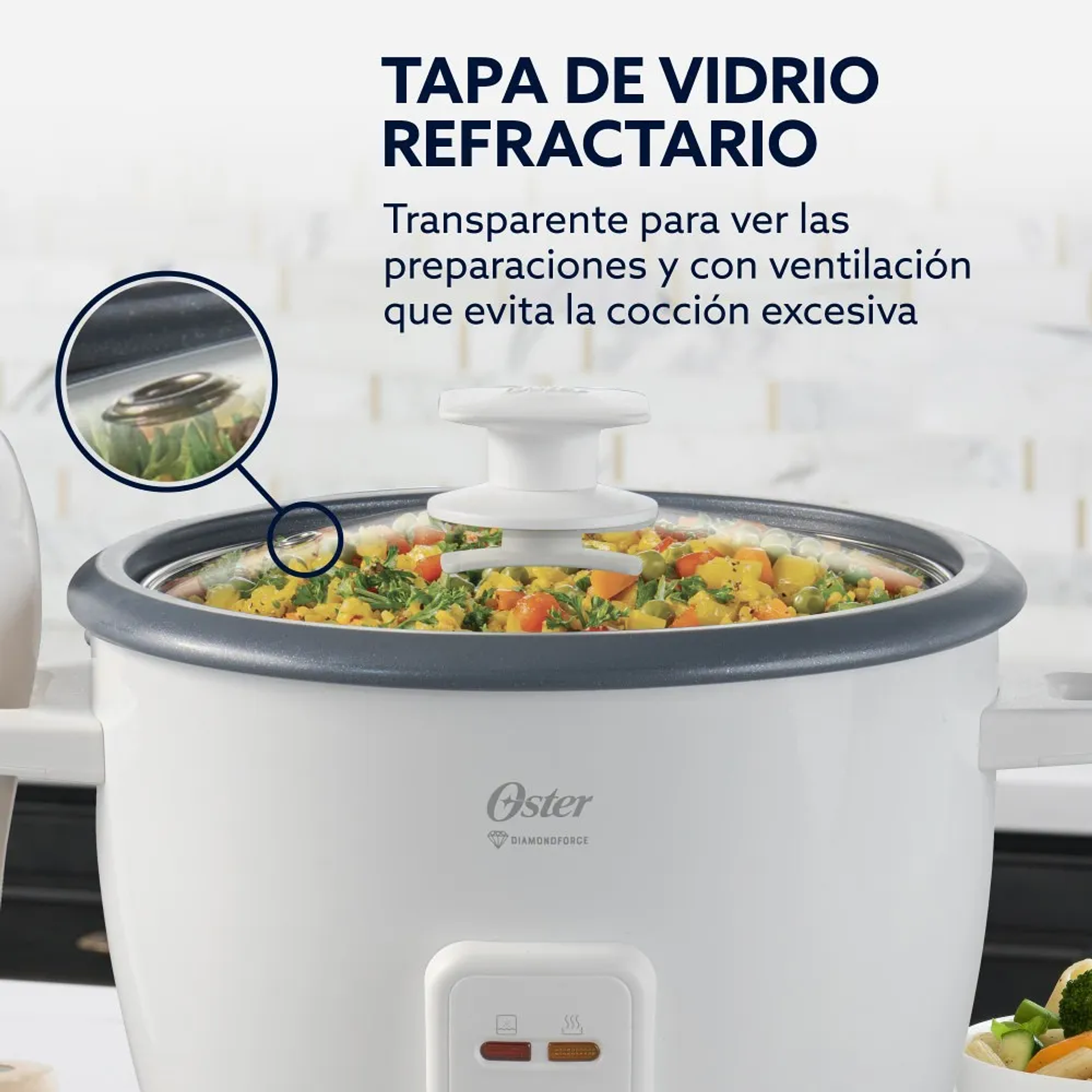 Arrocera Oster 7 Tazas Diamond Force Ckstrcb7dfwht Blanco 50 Hz 500w 1.26 Lts 8