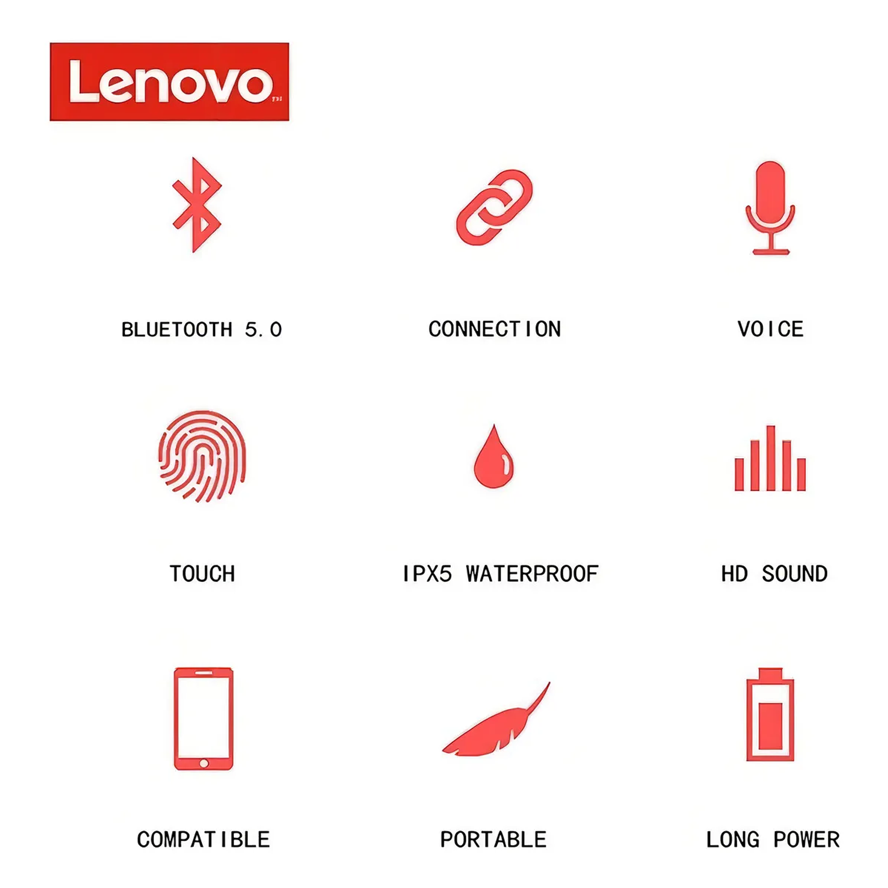Audífono Bluetooth Lenovo Tws Qt82 Protección IPX5 Doble Micrófono 5