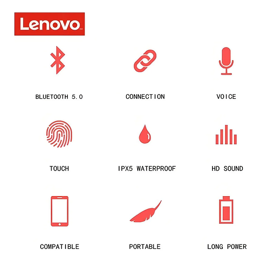 Audífono Bluetooth Lenovo Tws Qt82 Protección IPX5 Doble Micrófono 5