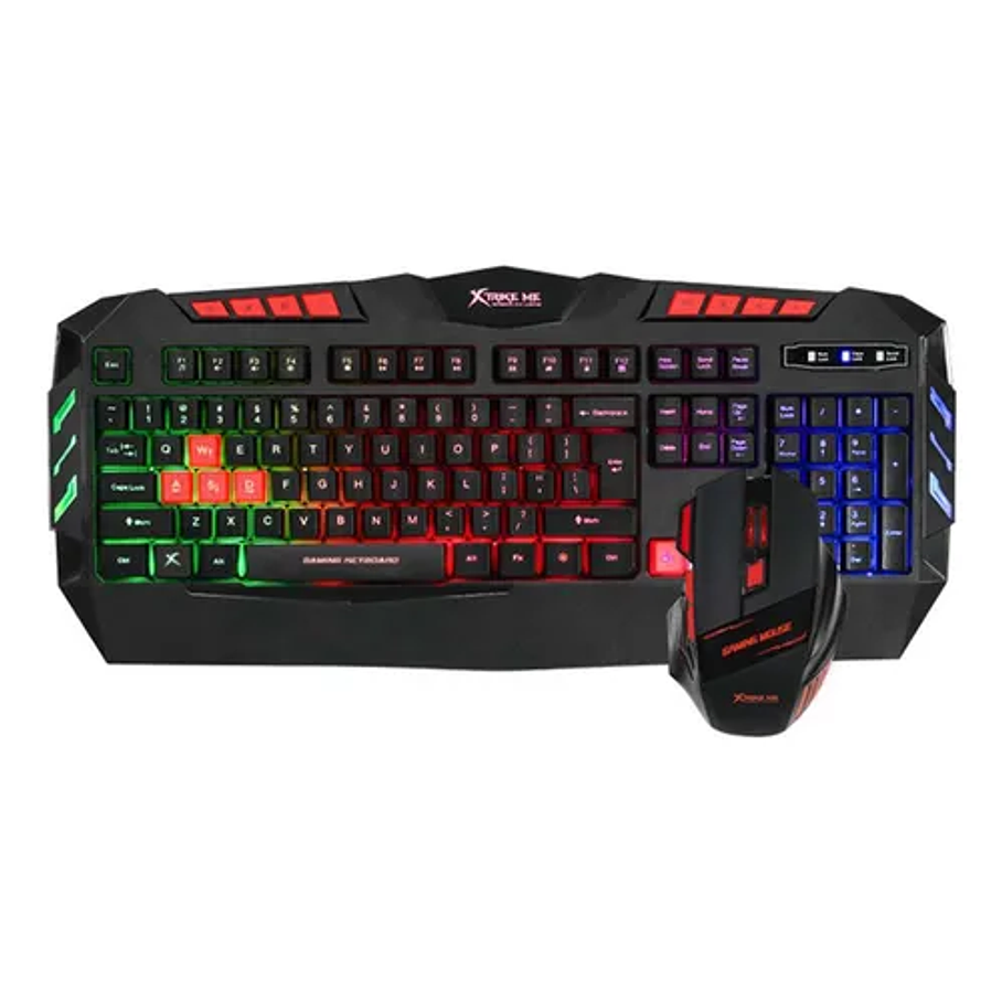 Kit Combo Teclado Y Mouse Gamer Xtrike Me 2400 Dpi Fx Color del teclado Negro/Rojo 1