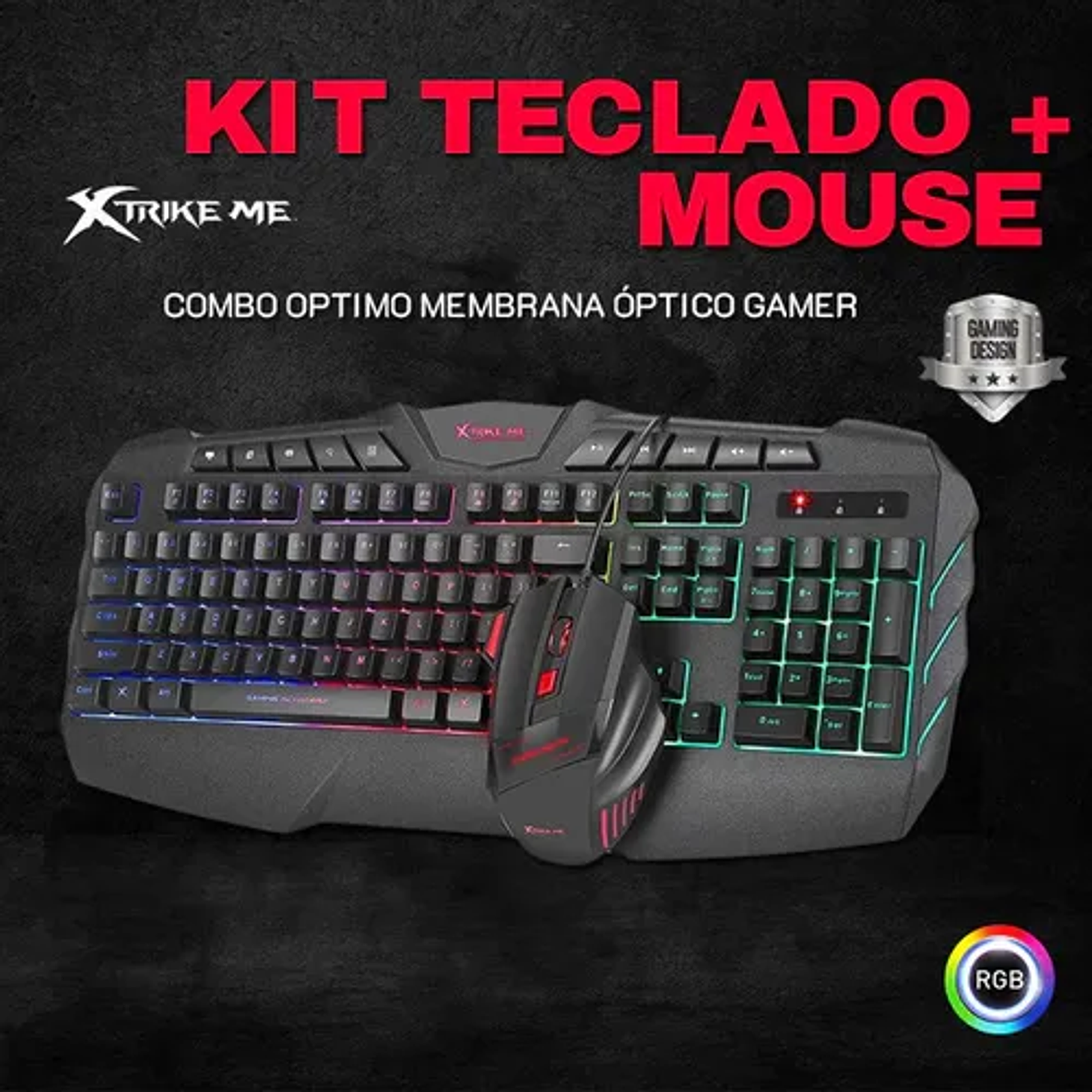 Kit Combo Teclado Y Mouse Gamer Xtrike Me 2400 Dpi Fx Color del teclado Negro/Rojo 6