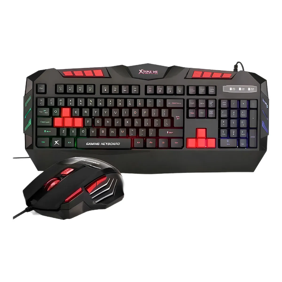 Kit Combo Teclado Y Mouse Gamer Xtrike Me 2400 Dpi Fx Color del teclado Negro/Rojo 2