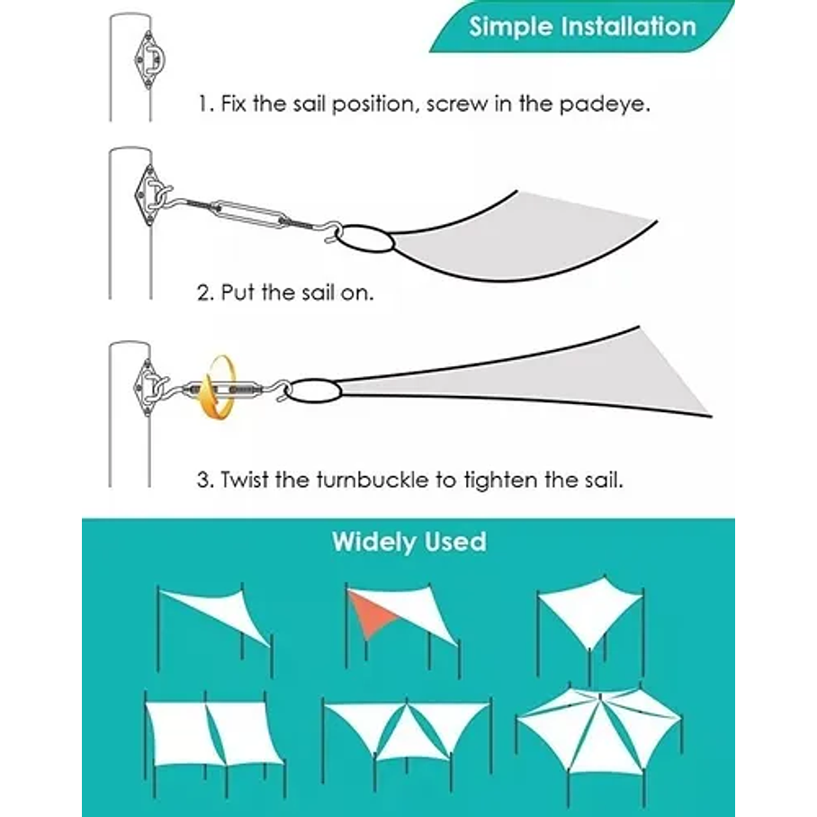 Kit Anclaje Para Toldo Vela Ganchos De Acero Inoxidable Toldos Vela Toldos Resistente 3