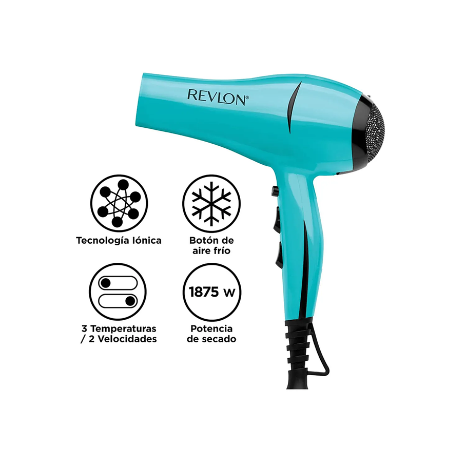 Secador Iónico Last Brilliance Celeste Revlon RVDR5294LA2 Revlon 3 Temperaturas 2 Velocidades 3