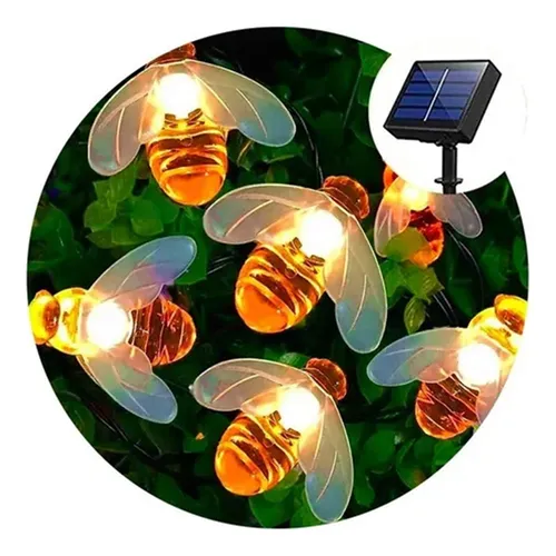 Cadena De Luces Solares De 30 Ledes Para Exterior Jardín Luces Abeja  1