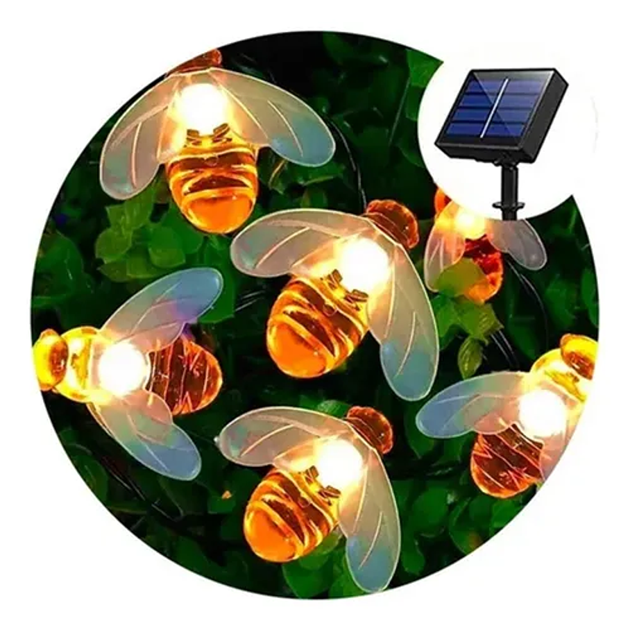 Cadena De Luces Solares De 30 Ledes Para Exterior Jardín Luces Abeja  1