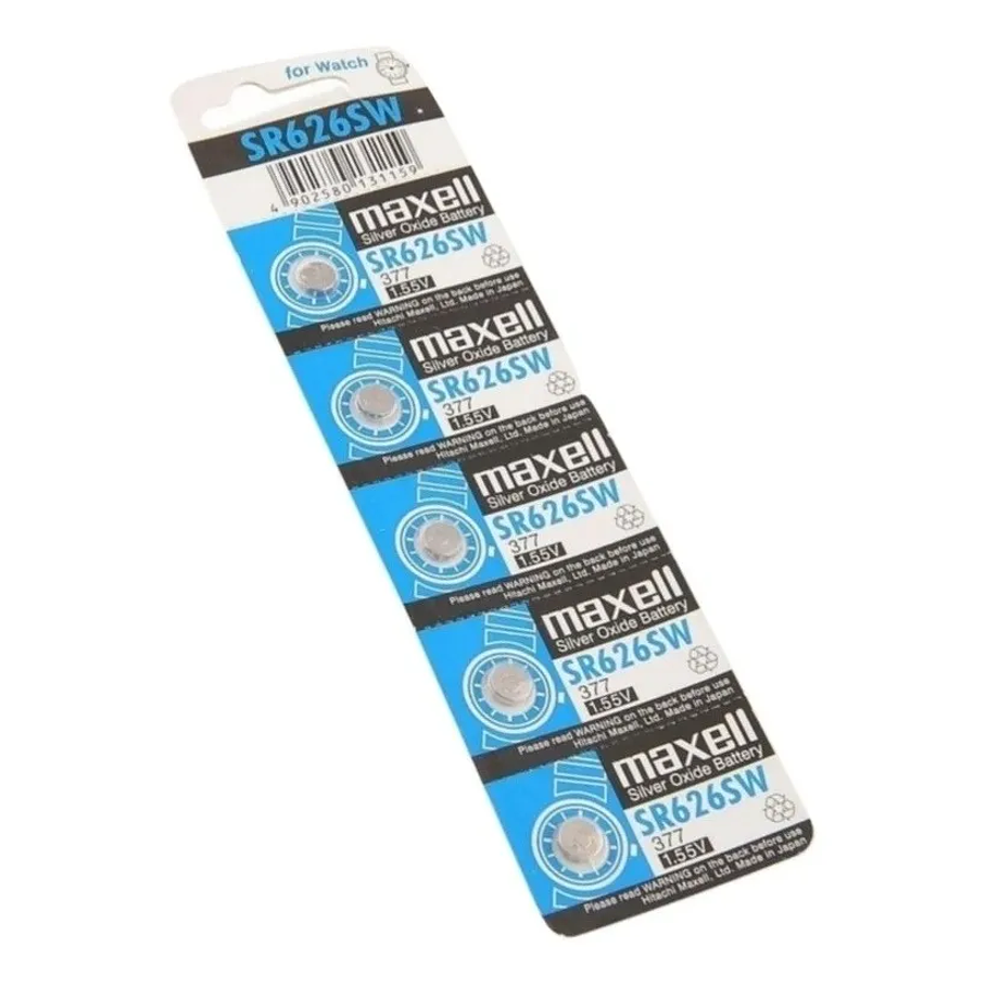 Tira 5 Pilas Reloj 1.55v Sr626sw 377 / Maxell 3