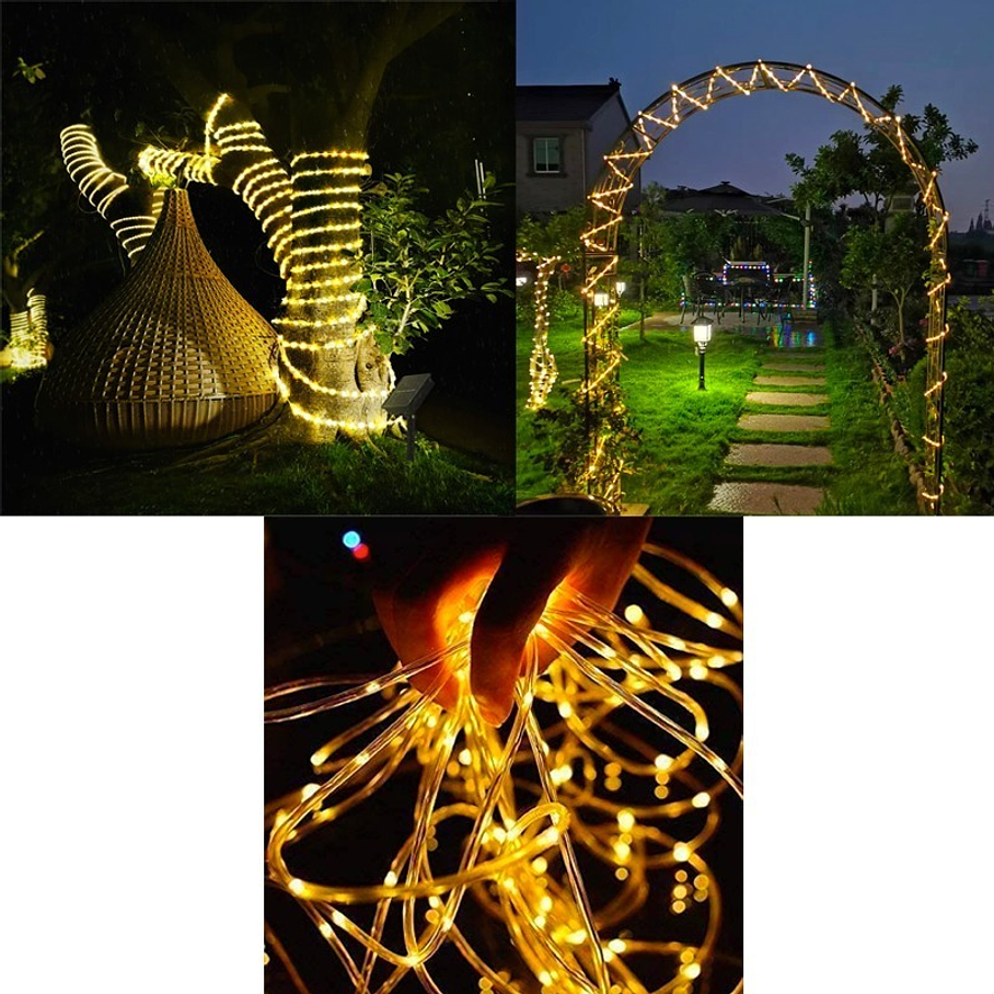 Manguera Led Solar 200 Led 20 Metros Luz Calida Navidad 4