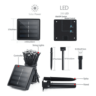 Luces Guirnalda Solar 10 Mts 100 Led Multicolor Decoración Árbol Navideño Luces Colores Modos De Uso Luces Solares