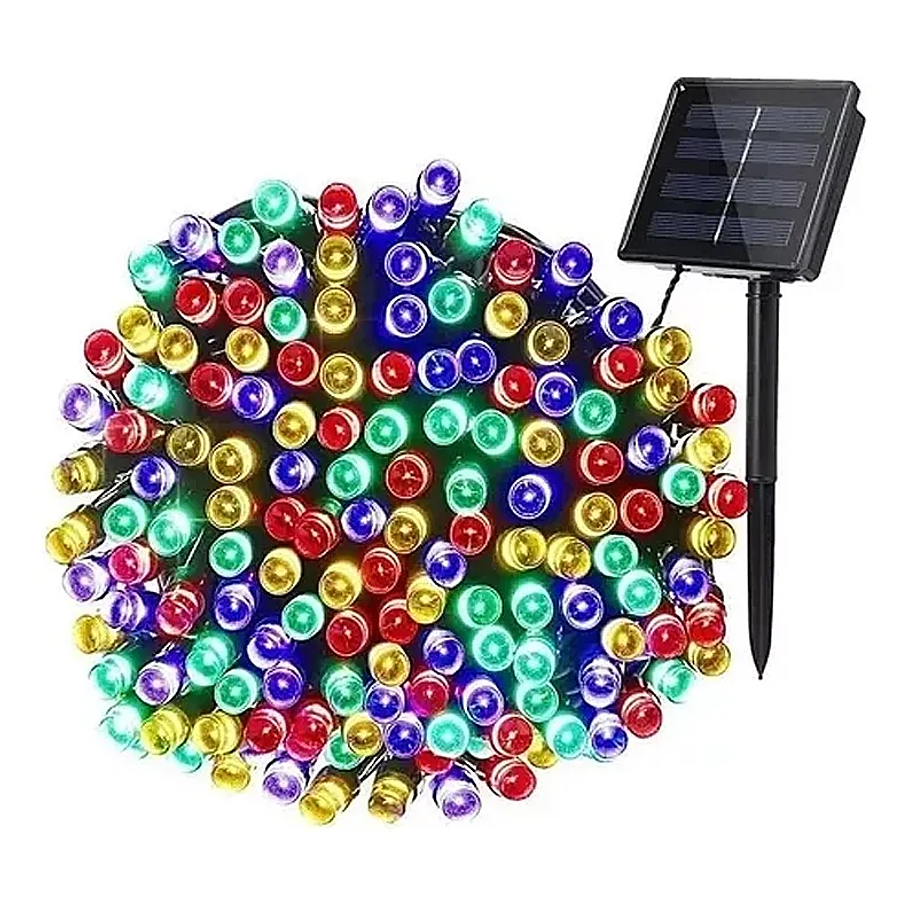 Luces Guirnalda Solar 10 Mts 100 Led Multicolor Decoración Árbol Navideño Luces Colores Modos De Uso Luces Solares 1