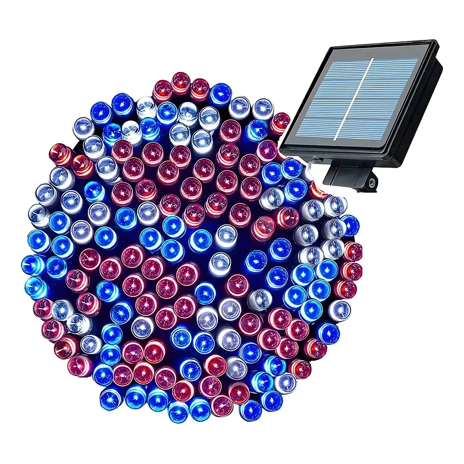 Luces Guirnalda Solar 10 Mts 100 Led Multicolor Decoración Árbol Navideño Luces Colores Modos De Uso Luces Solares 4