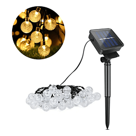 Guirnalda Solar Luz Cálida Bolas 8 Modos 6.5mts 30led Exterior Luz Solar Recargable Cálido Luces 2rl Navidad Fiestas