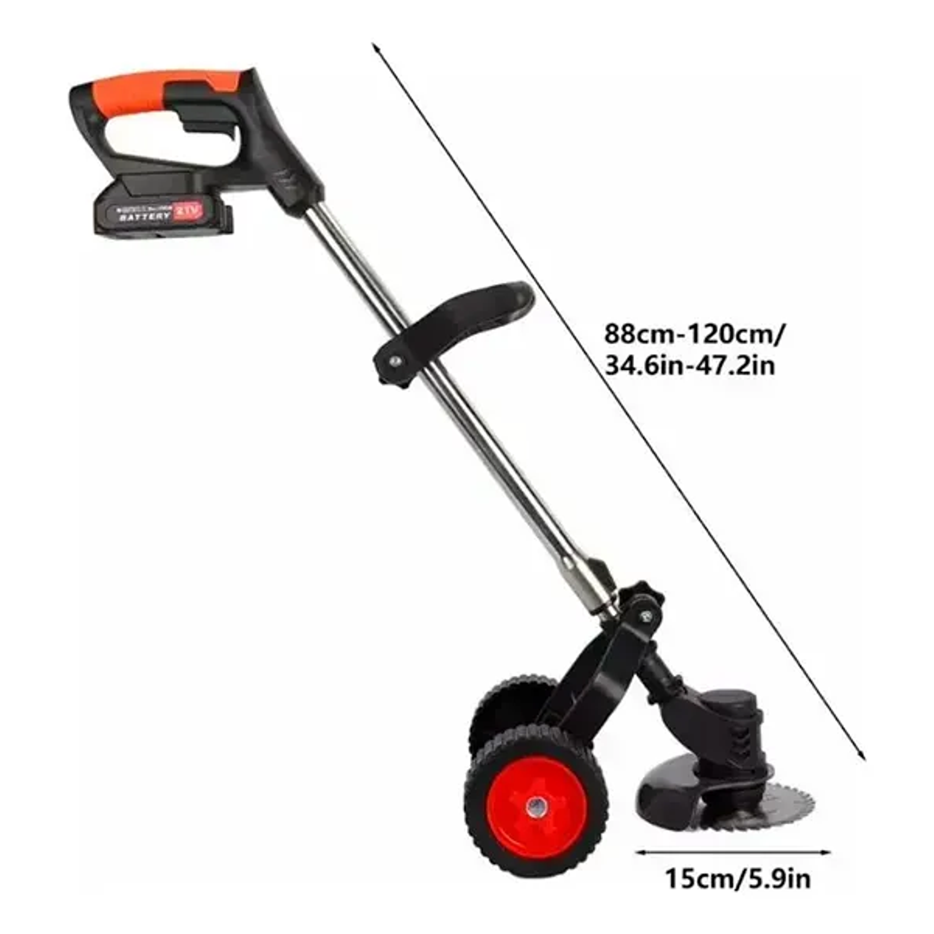 Cortador De Césped Inalámbrico Con Ruedas Para Jardín Negro O Manual Inalambrica 2 Baterias 2