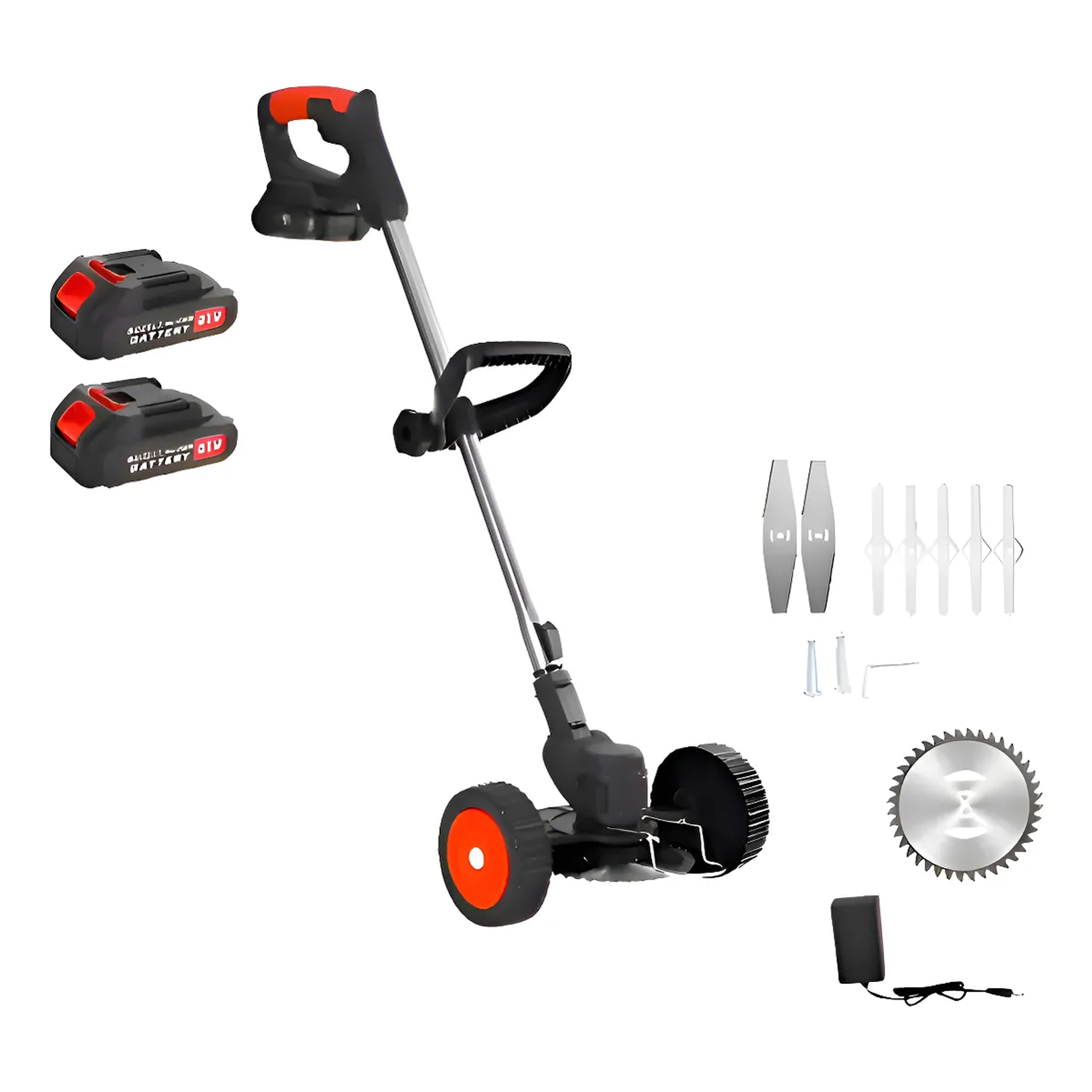 Cortador De Césped Inalámbrico Con Ruedas Para Jardín Negro O Manual Inalambrica 2 Baterias 1