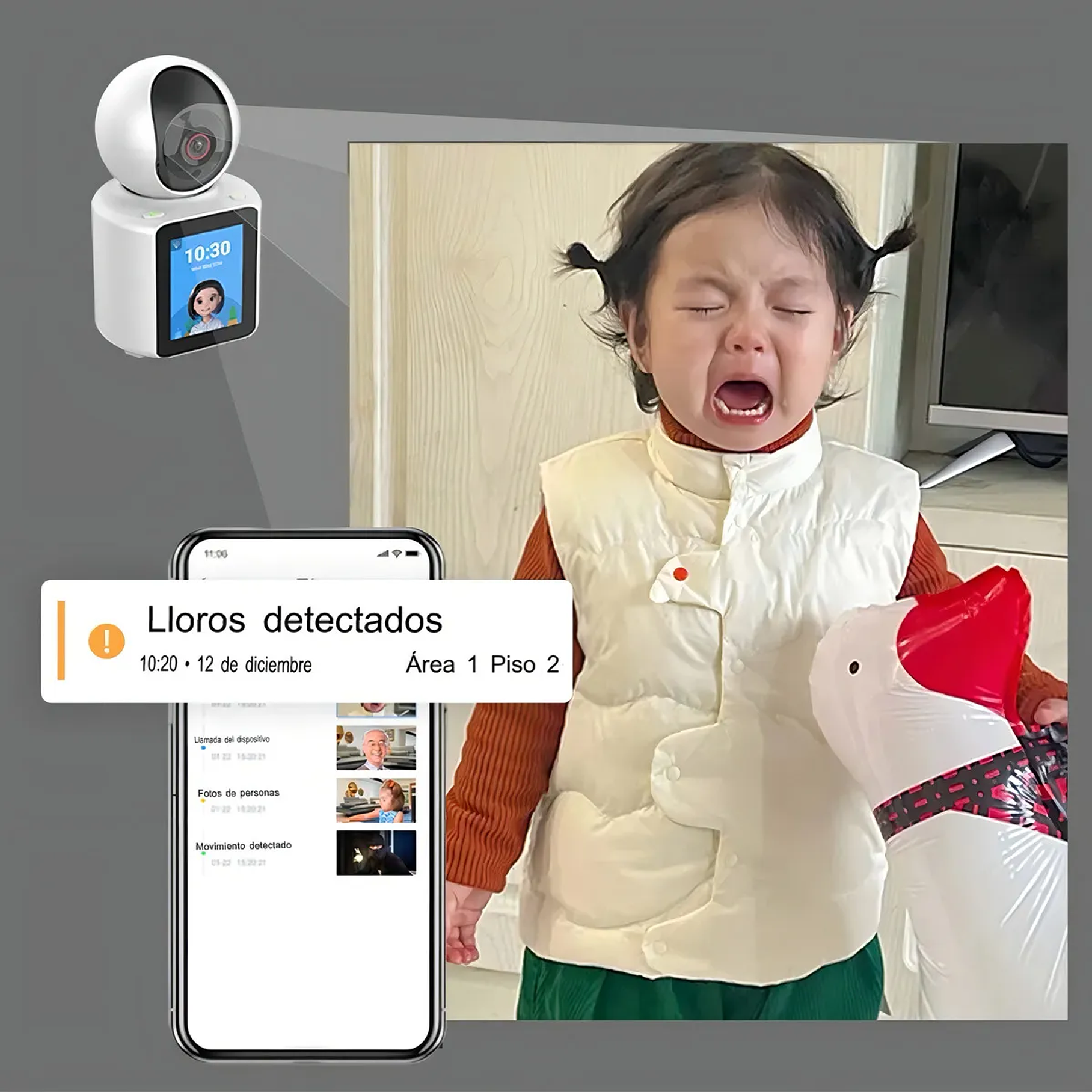 Monitor Bebe Camara Ip Seguridad Vigilancia Niños Wifi Video Llamadas Detección De Movimiento Y Llanto 2