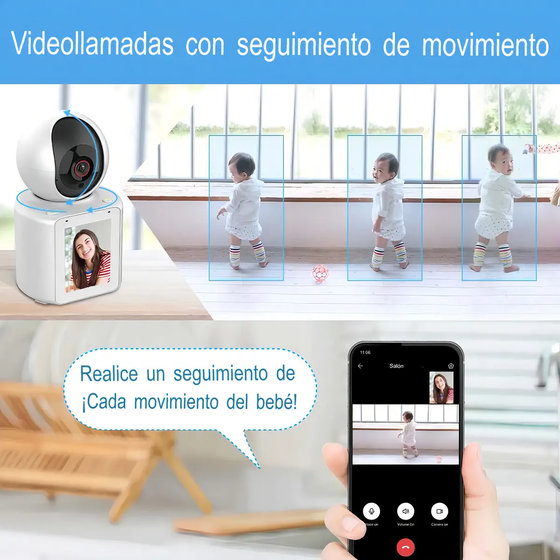 Monitor Bebe Camara Ip Seguridad Vigilancia Niños Wifi Video Llamadas Detección De Movimiento Y Llanto 5