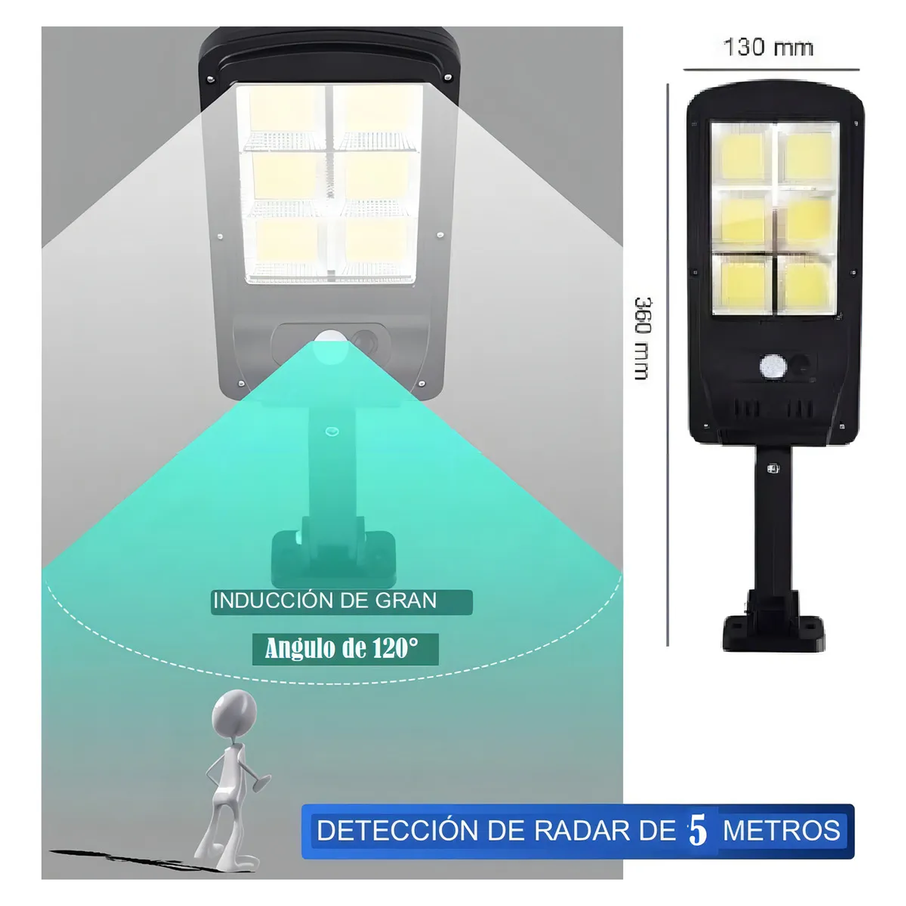 Foco Led Solar Chip 60 Cob 60w + 3 Fases F-211 Jortan 3