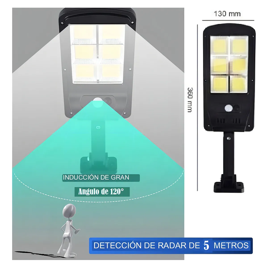 Foco Led Solar Chip 60 Cob 60w + 3 Fases F-211 Jortan 3