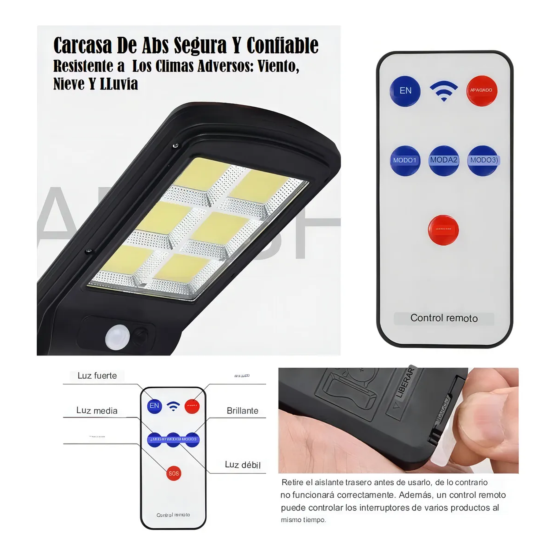Foco Led Solar Chip 60 Cob 60w + 3 Fases F-211 Jortan 4