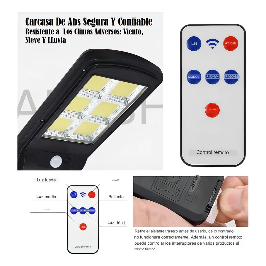 Foco Led Solar Chip 60 Cob 60w + 3 Fases F-211 Jortan 4