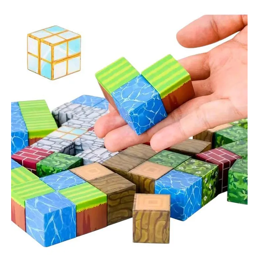 Set De Bloques De Construcción Magnéticos Tipo Minecraft 75 Piezas Educativo Niños Creativo Con Texturas 3