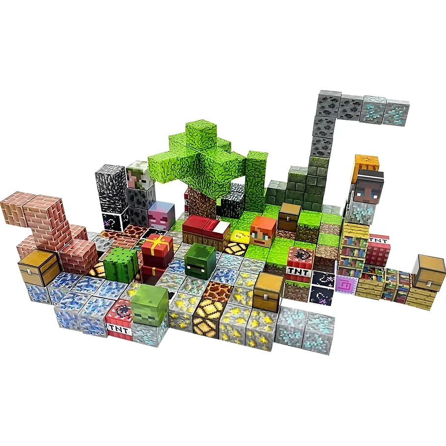Set De Bloques De Construcción Magnéticos Tipo Minecraft 75 Piezas Educativo Niños Creativo Con Texturas 4