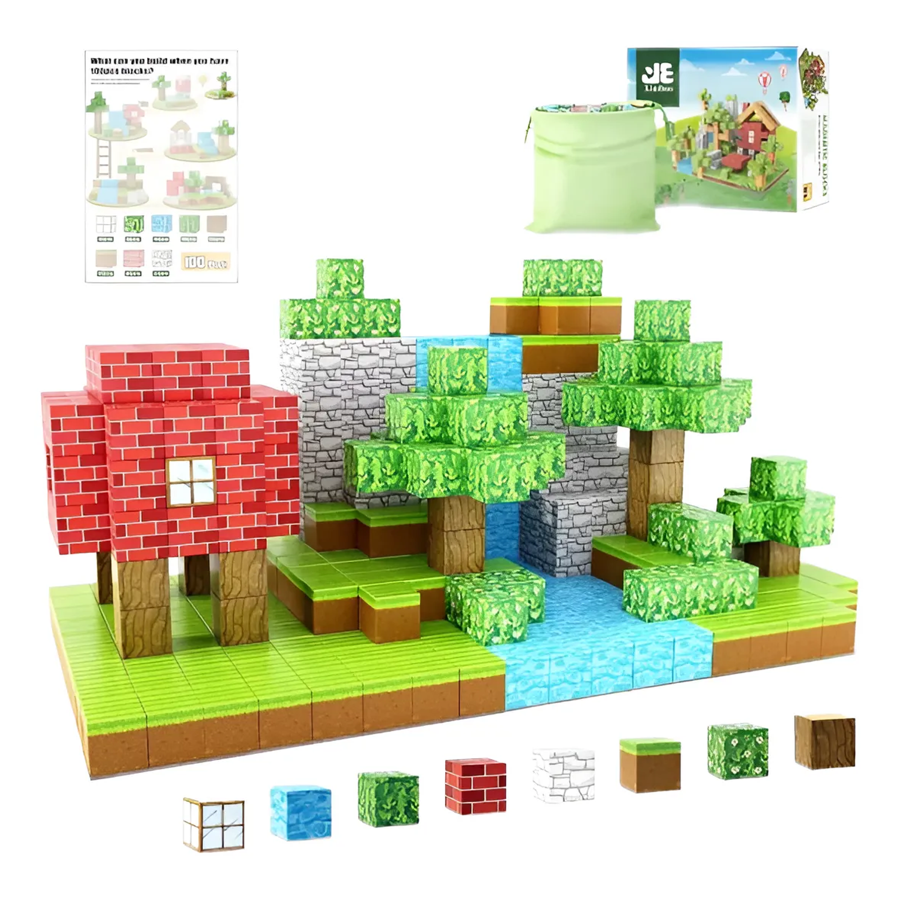 Set De Bloques De Construcción Magnéticos Tipo Minecraft 75 Piezas Educativo Niños Creativo Con Texturas 2