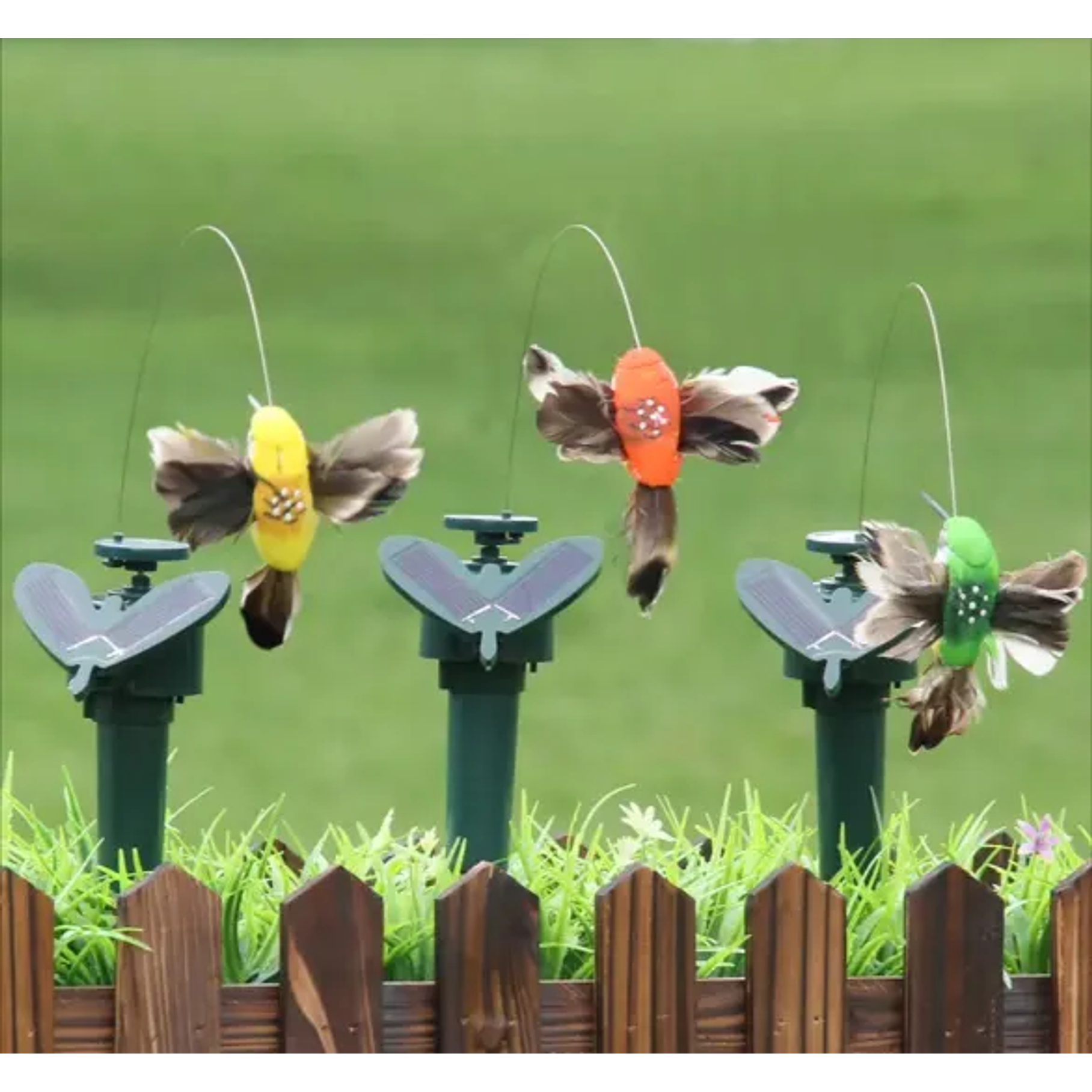 Pack X 6 Estaca Colibrí Solar Decoración Patio Jardín Azul  4