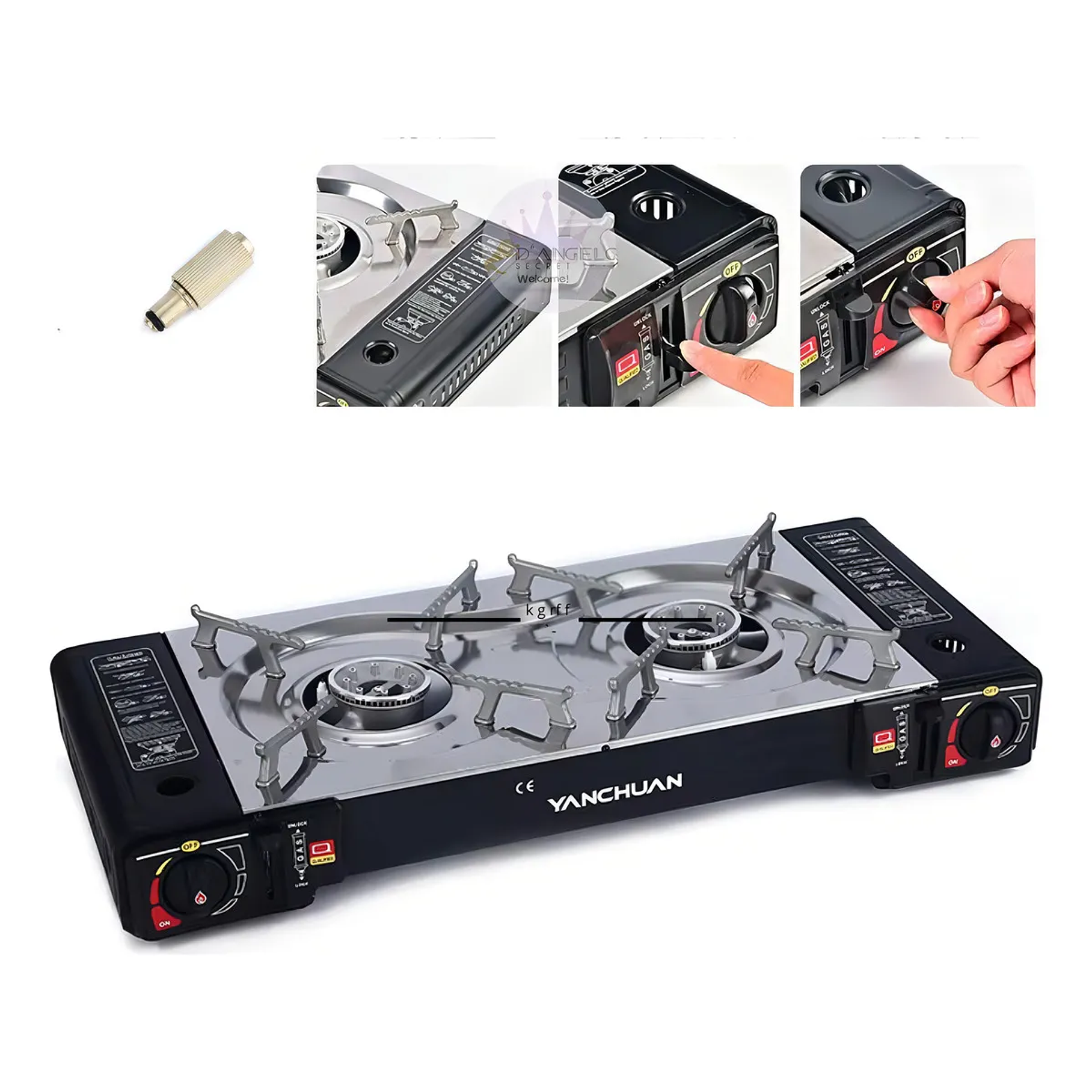 Cocina a Gas Portátil Doble Quemador Camping y Outdoor 3