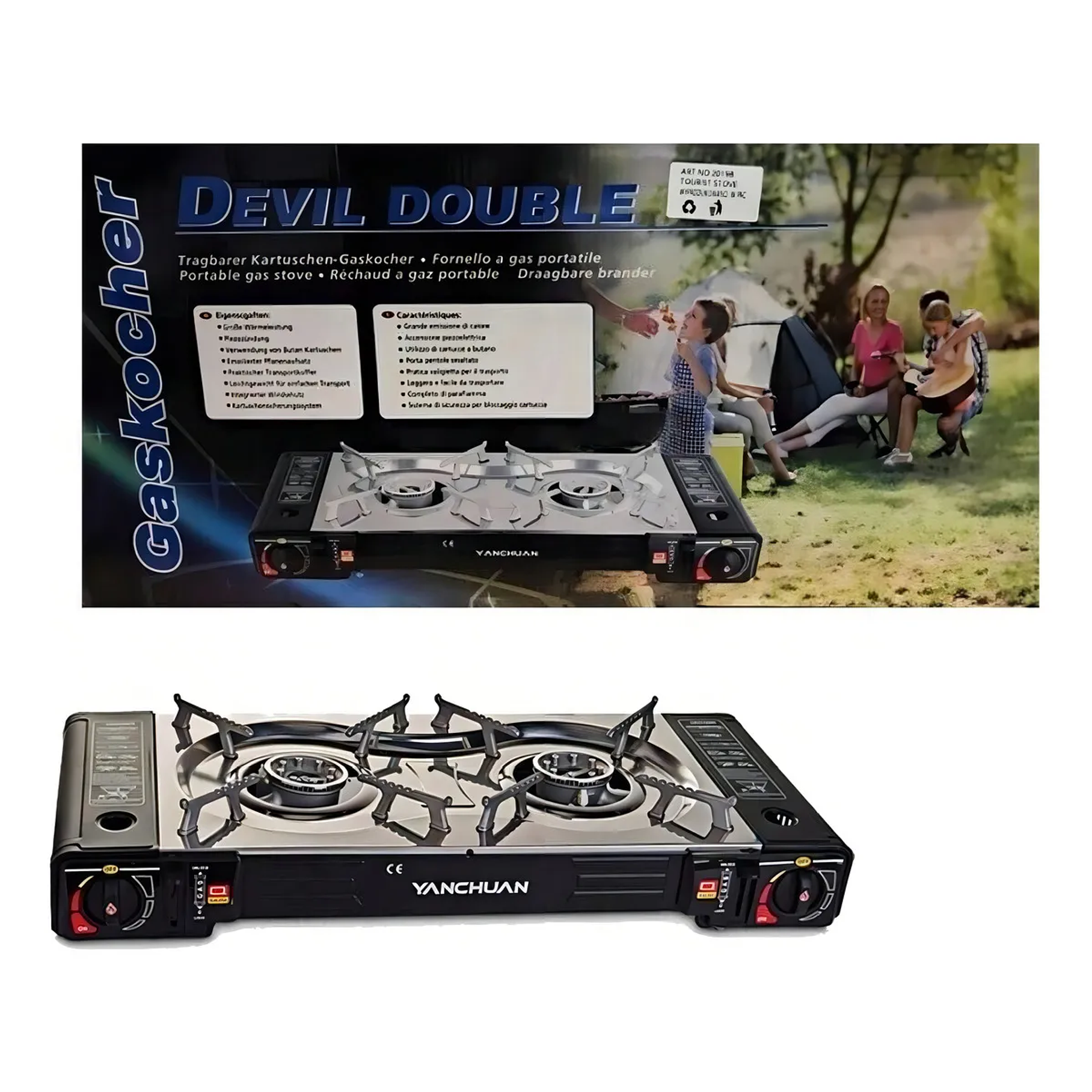 Cocina a Gas Portátil Doble Quemador Camping y Outdoor 4