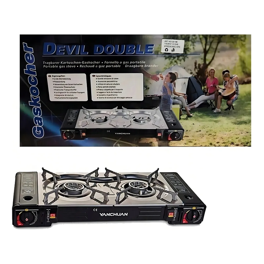 Cocina a Gas Portátil Doble Quemador Camping y Outdoor 4
