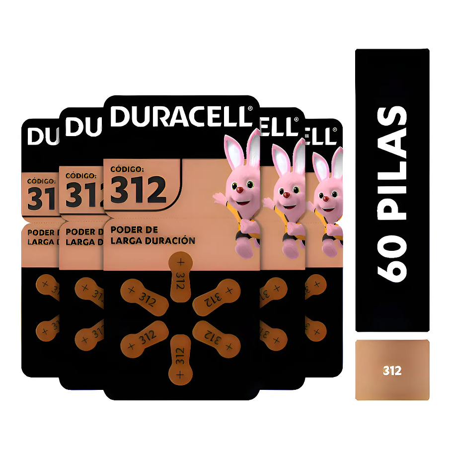 Pack 60 Pilas Duracell Audífono Tamaño 312 10 Blister 1